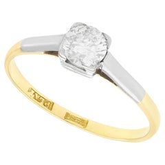 1930s 0.60ct Old European Diamond Solitaire Ring, 18k Gold & Platinum