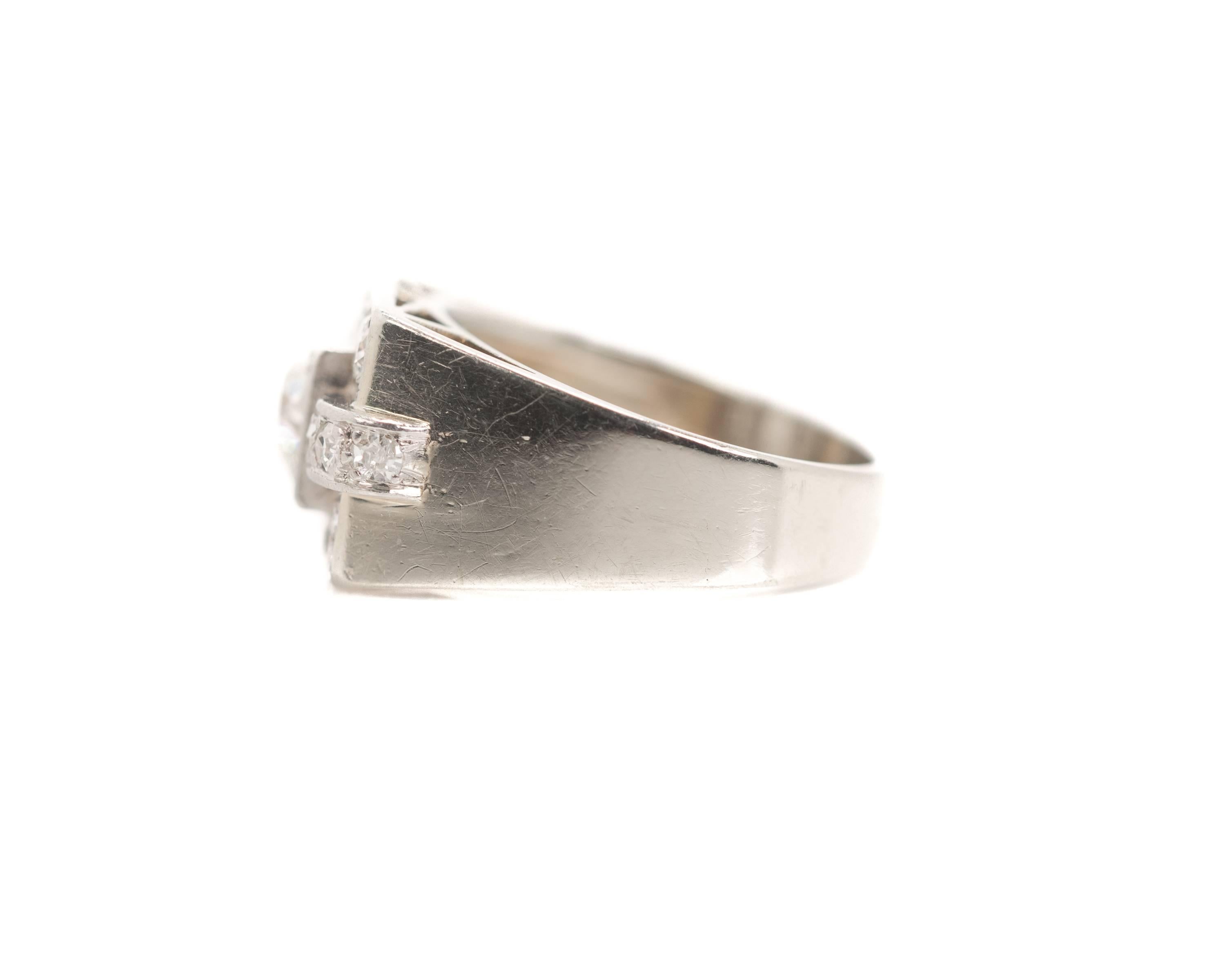 1930s 0.75 Carat Diamond and 14 Karat White Gold Ring In Good Condition In Atlanta, GA
