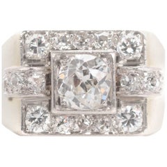 Retro 1930s 0.75 Carat Diamond and 14 Karat White Gold Ring