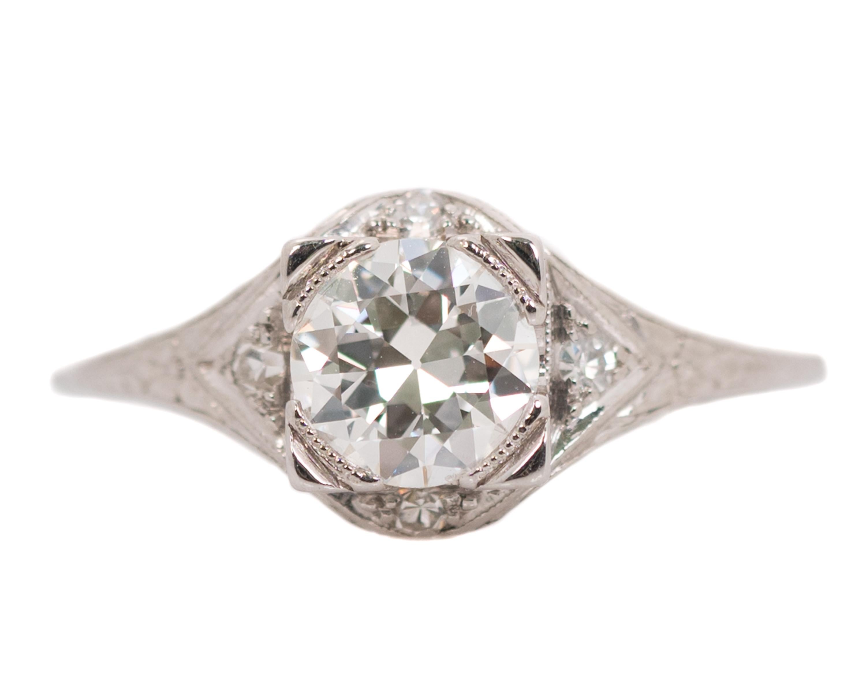 1930s 1.01 Carat Diamond and Platinum Engagement Ring For Sale 2