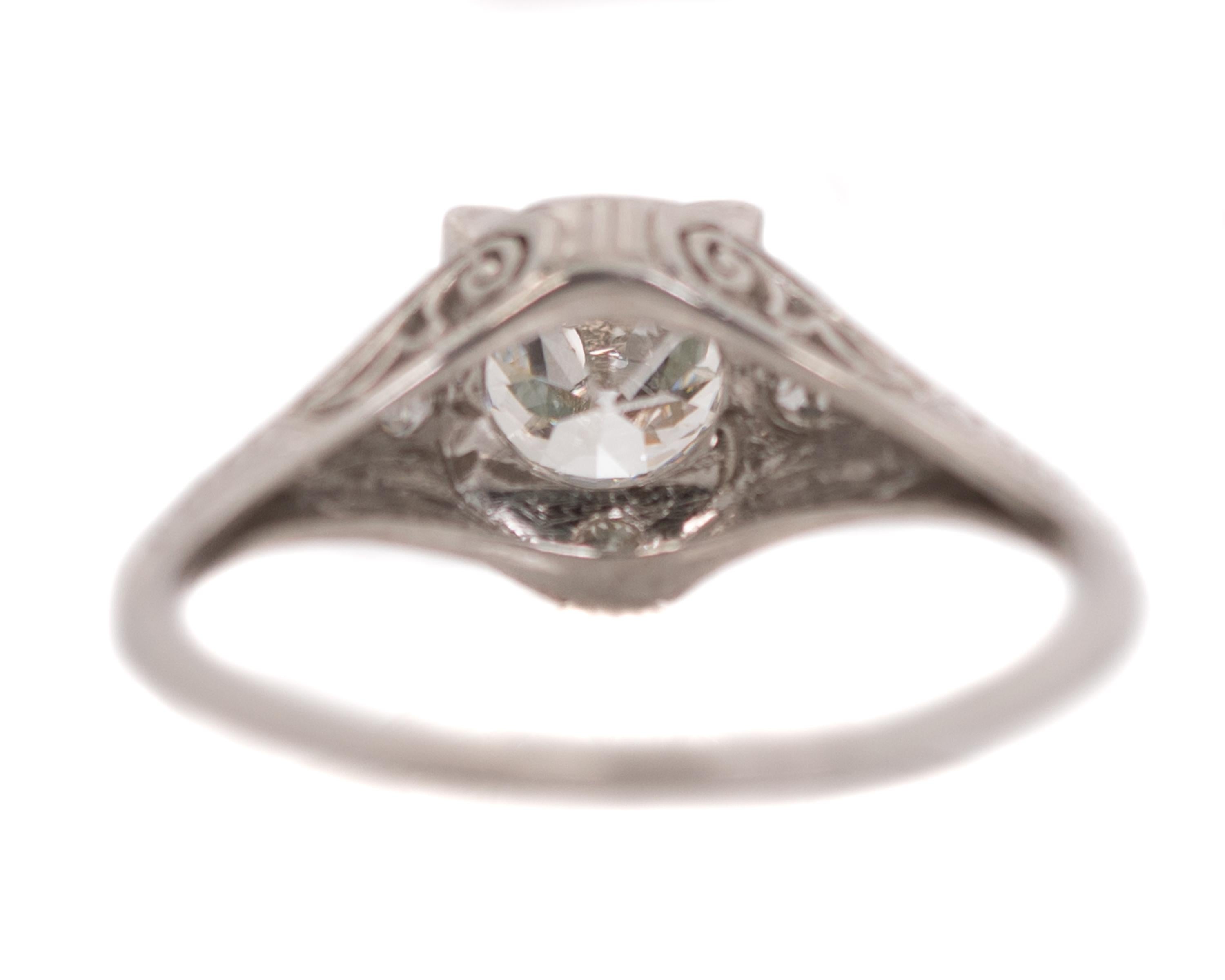 Art Deco 1930s 1.01 Carat Diamond and Platinum Engagement Ring For Sale