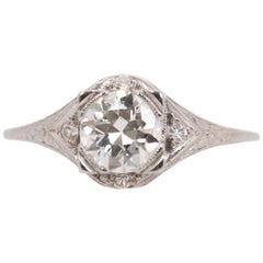 Retro 1930s 1.01 Carat Diamond and Platinum Engagement Ring