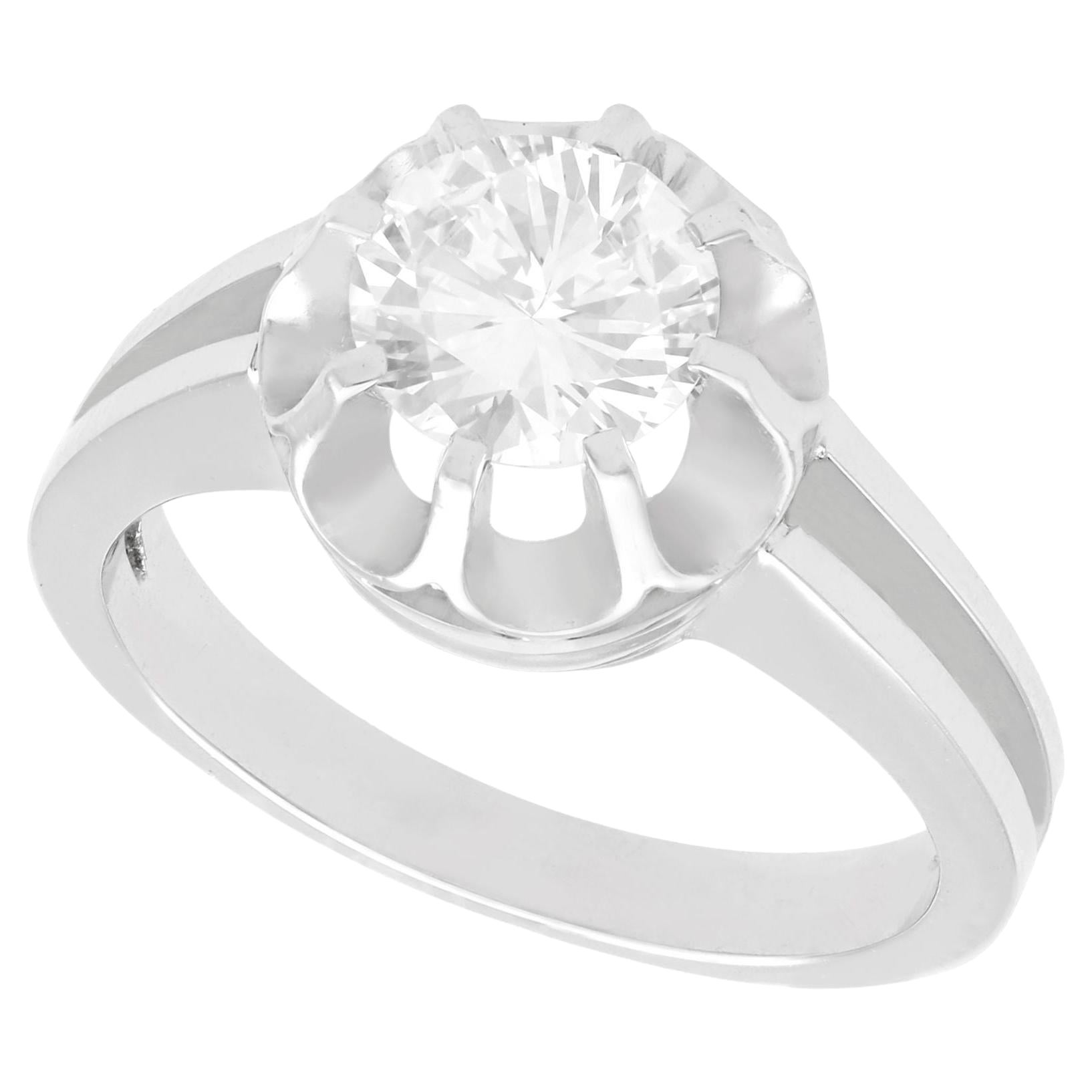 Bague de fiançailles solitaire en or blanc avec diamant de 1,05 carat, années 1930