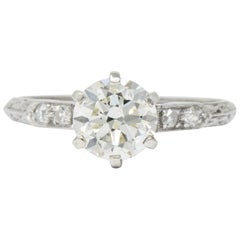 1930s 1.14 Carat Diamond Platinum Engagement Ring GIA
