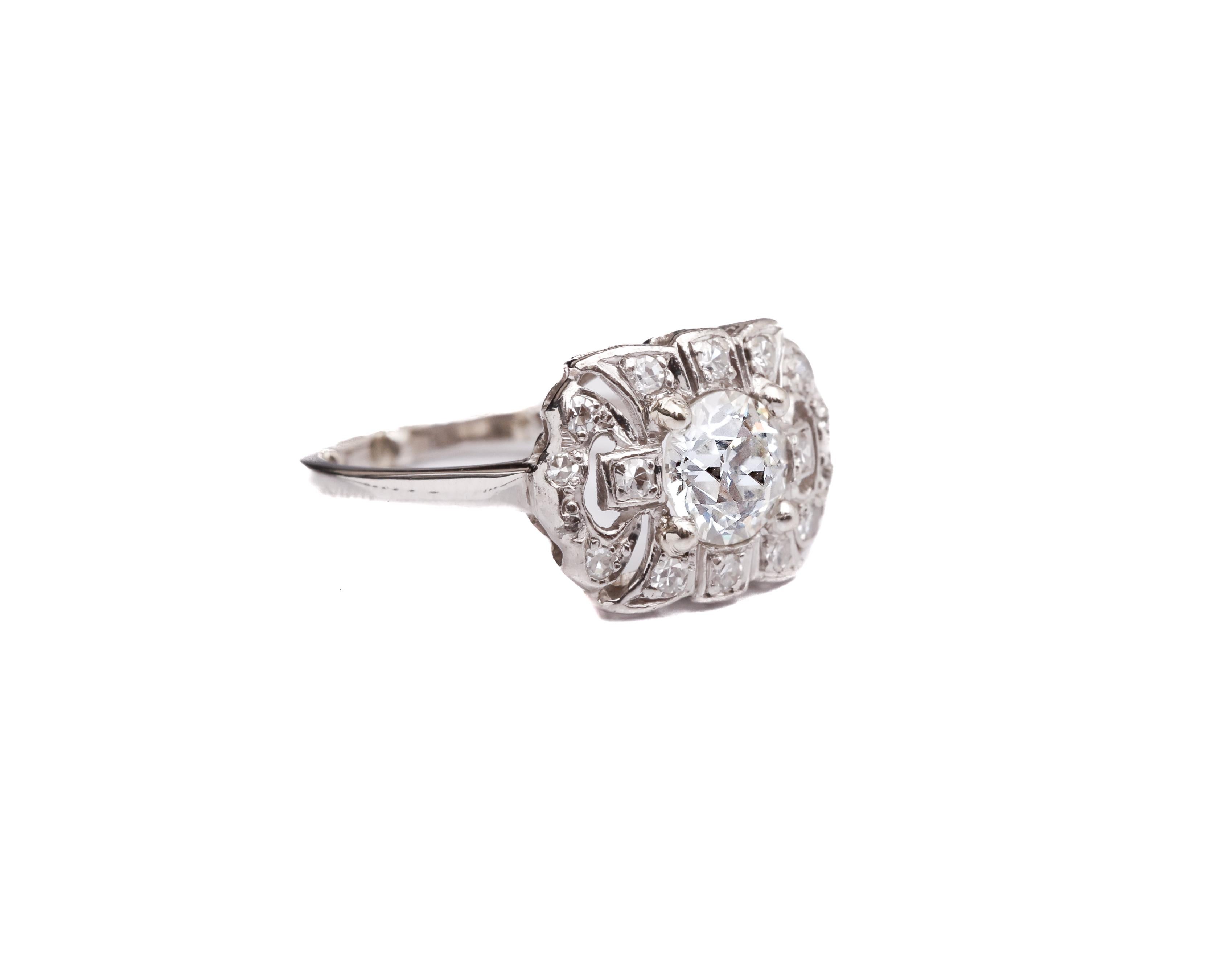 1930s 1.20 Carat Total Diamond Platinum Engagement Ring 1