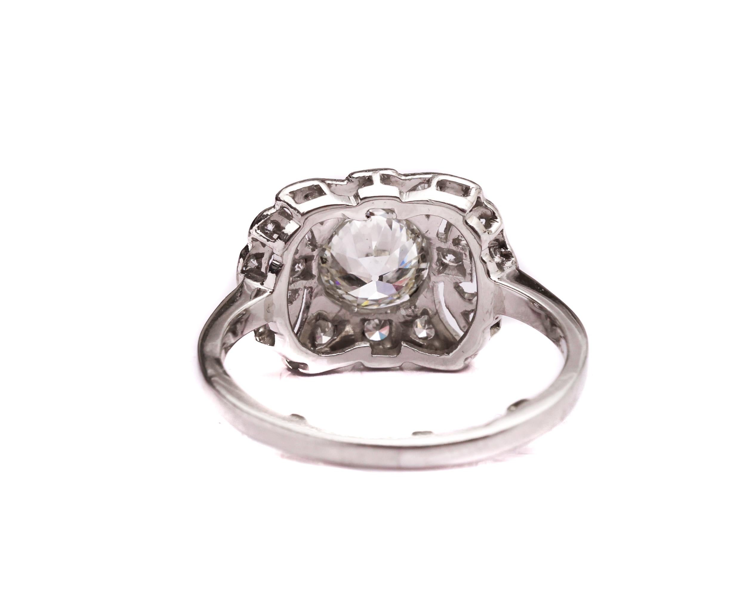 1930s 1.20 Carat Total Diamond Platinum Engagement Ring 2
