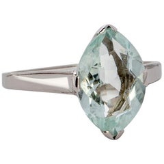 Anello con acquamarina da 1,25 carati del 1930, oro 14 carati