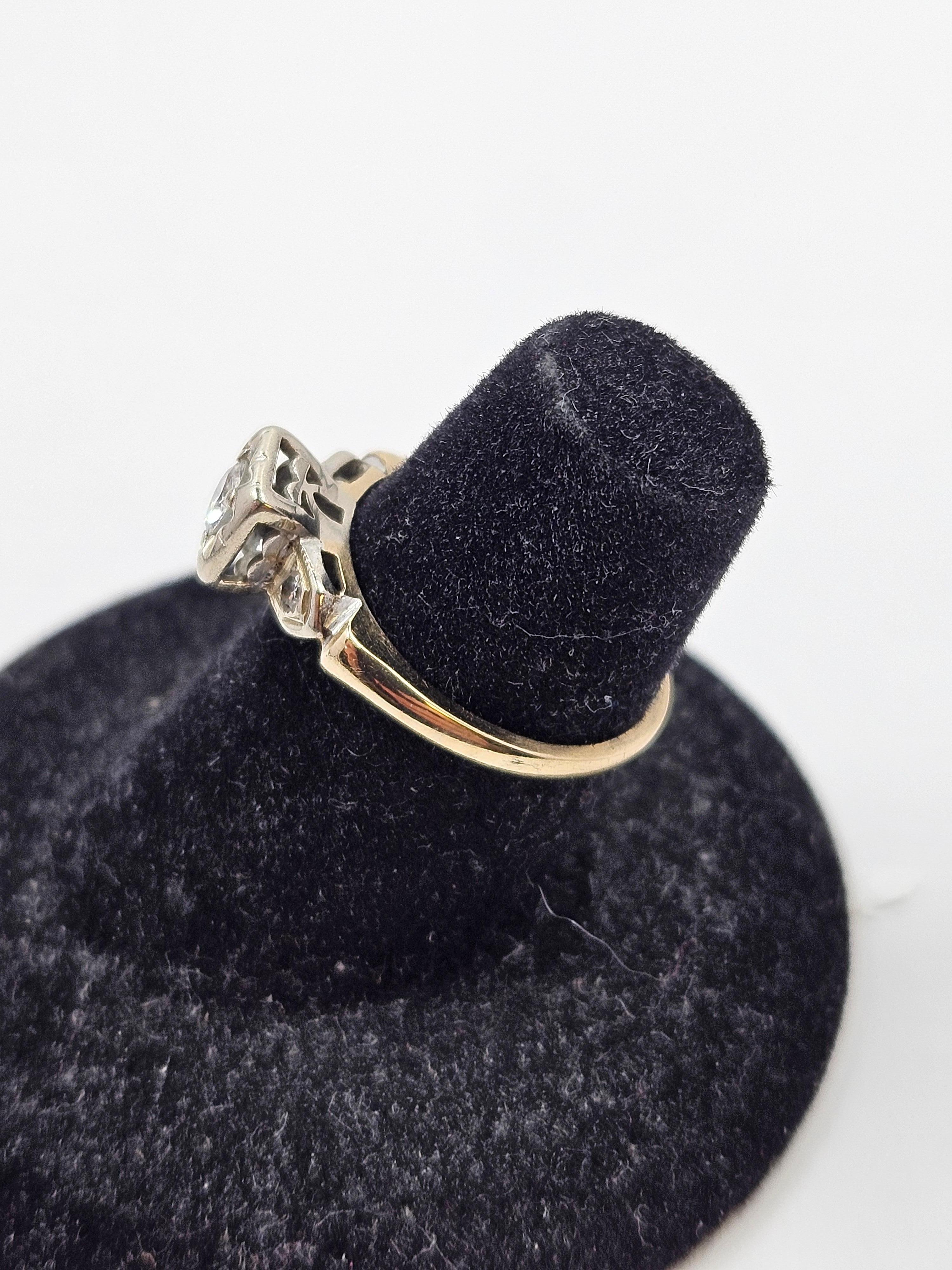 Art Nouveau 1930's 14K Diamond Engagement Ring For Sale