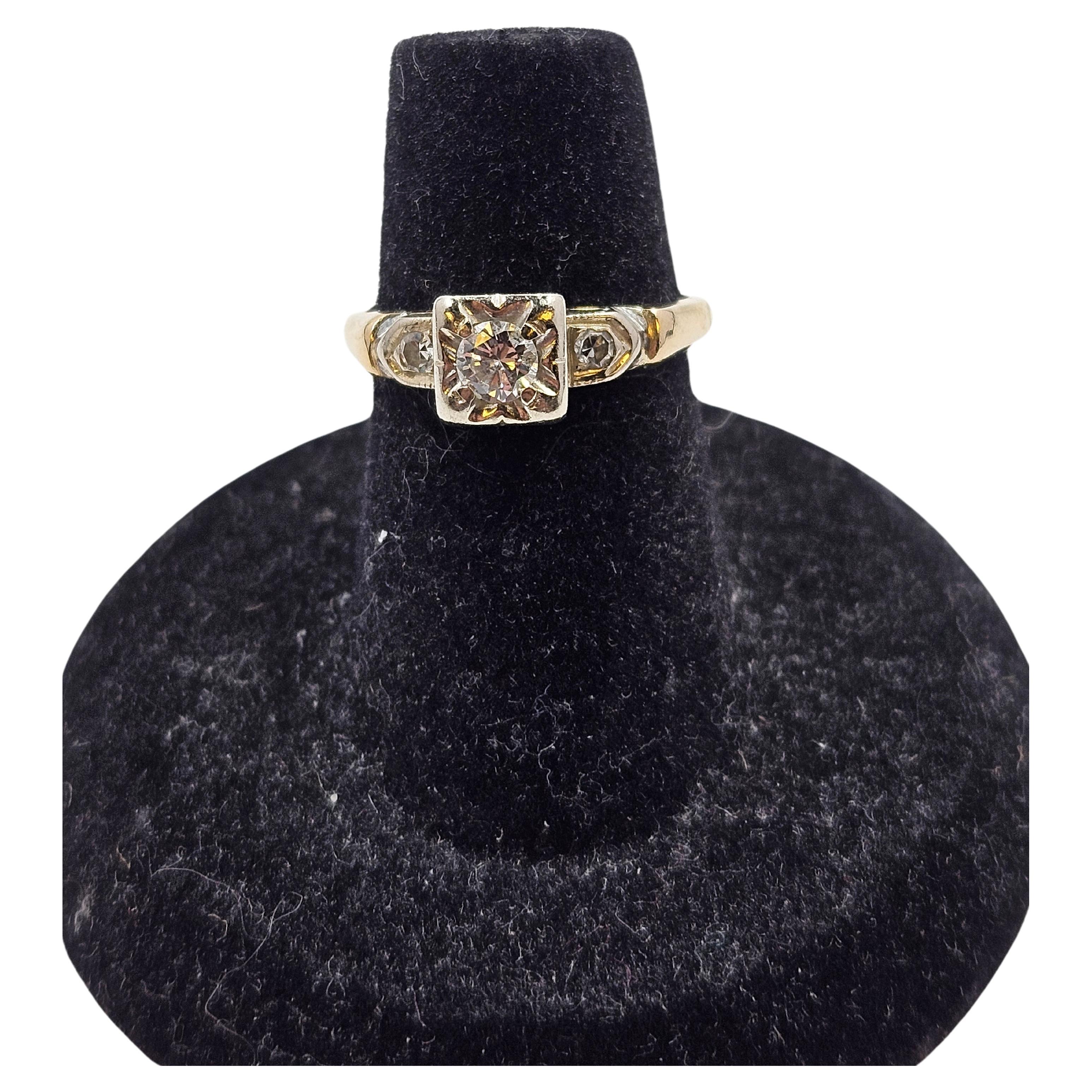 1930's 14K Diamond Engagement Ring For Sale