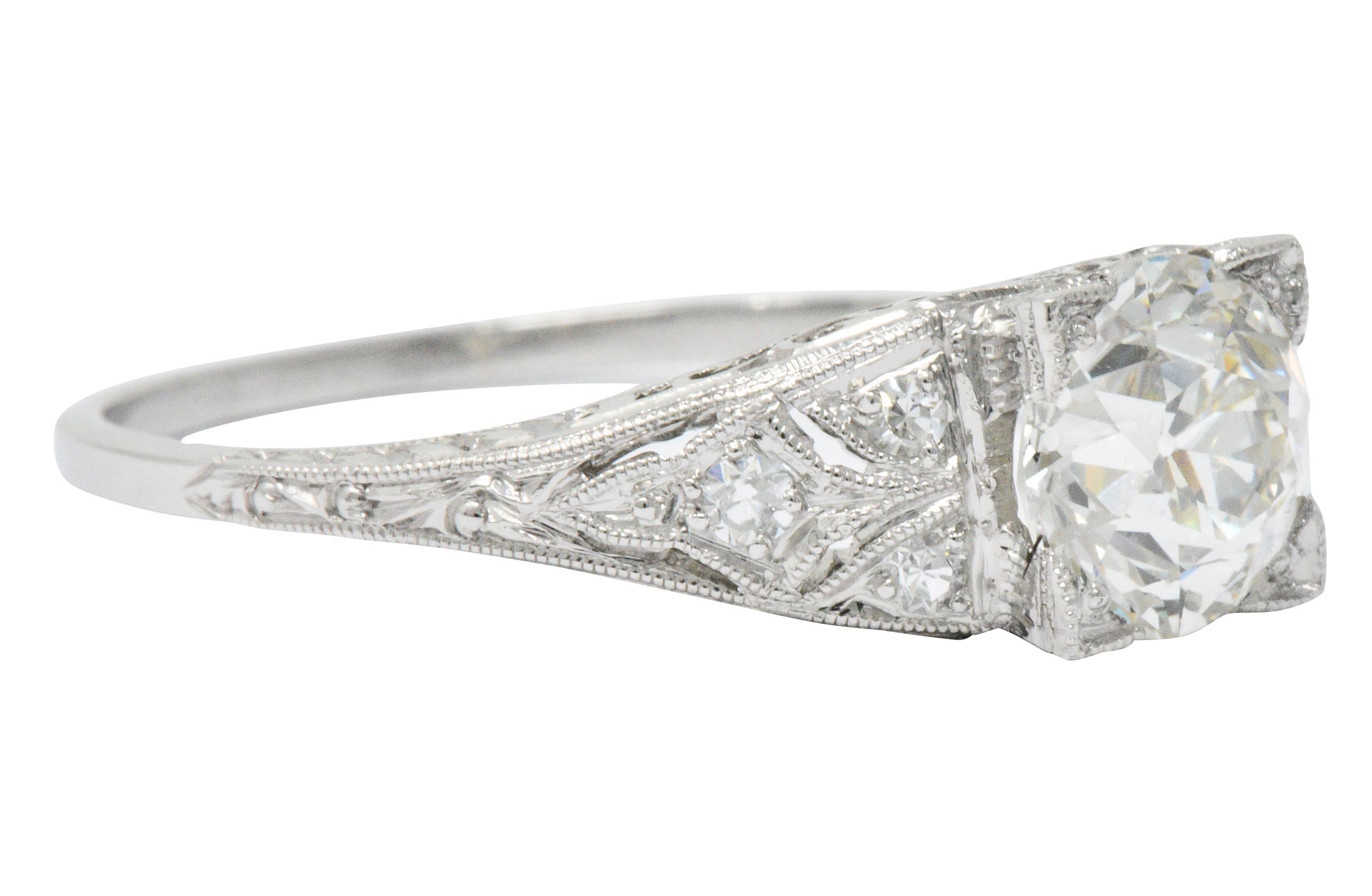 Art Deco 1930s 1.60 Carat Diamond Platinum Engagement Alternative Ring, GIA