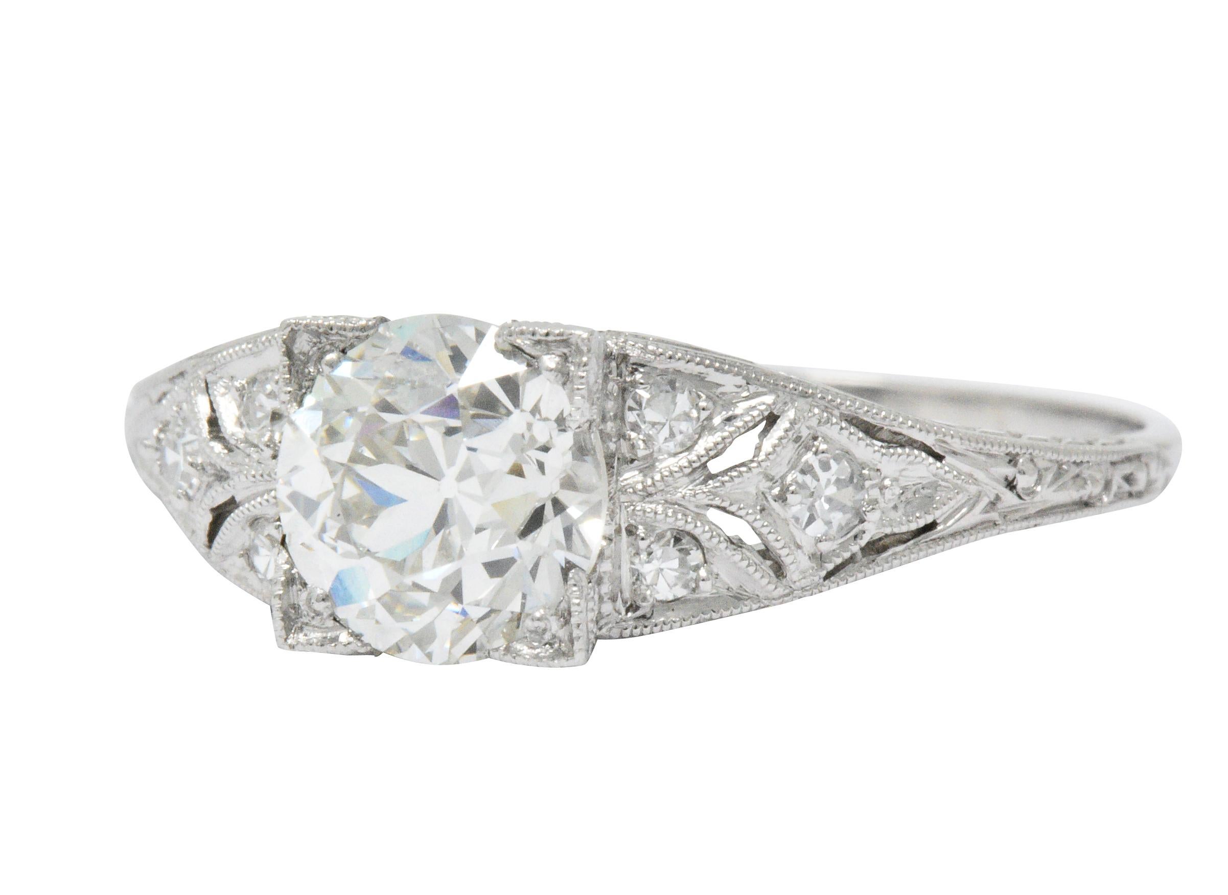 Women's or Men's 1930s 1.60 Carat Diamond Platinum Engagement Alternative Ring, GIA