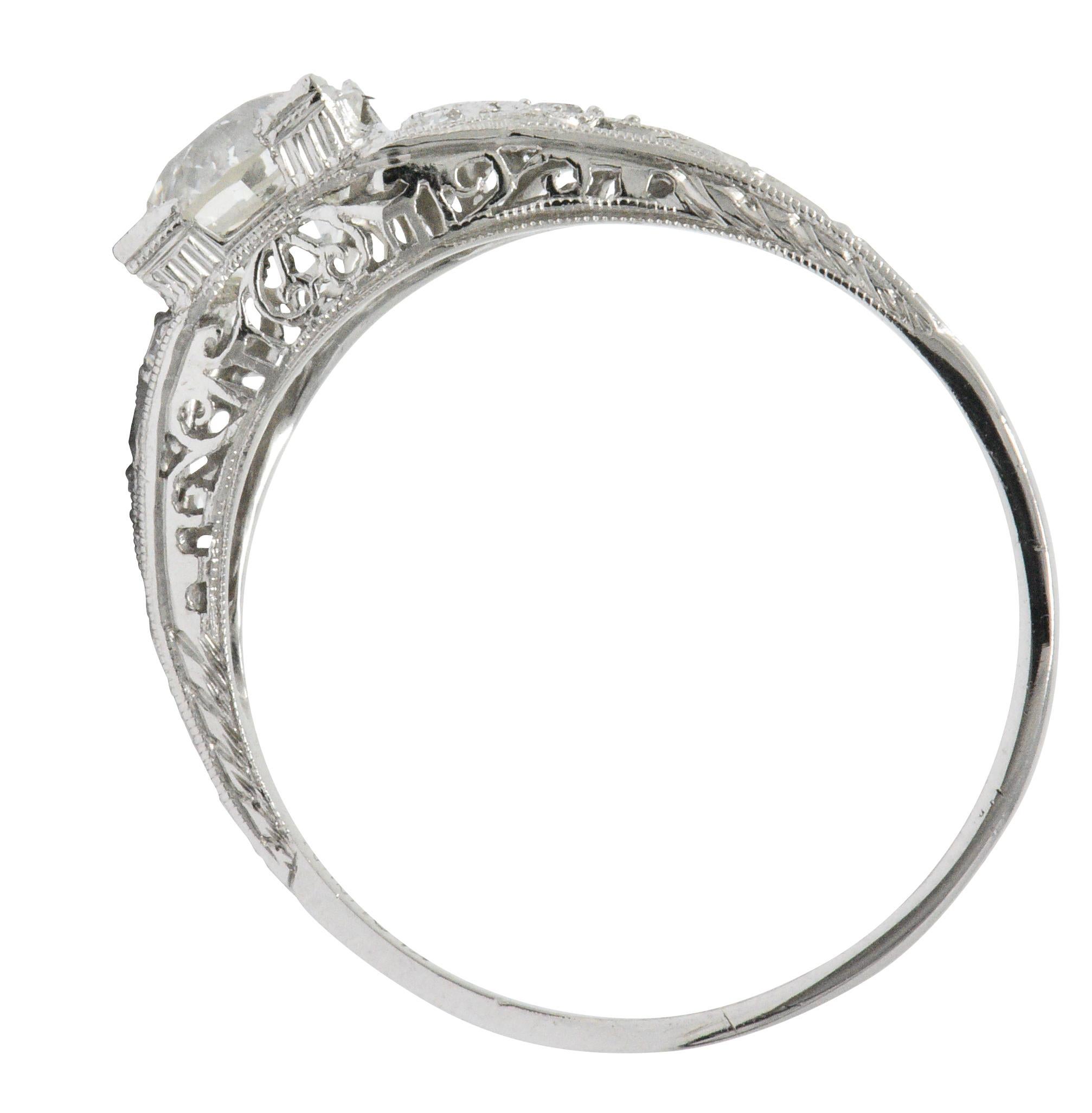 1930s 1.60 Carat Diamond Platinum Engagement Alternative Ring, GIA 1