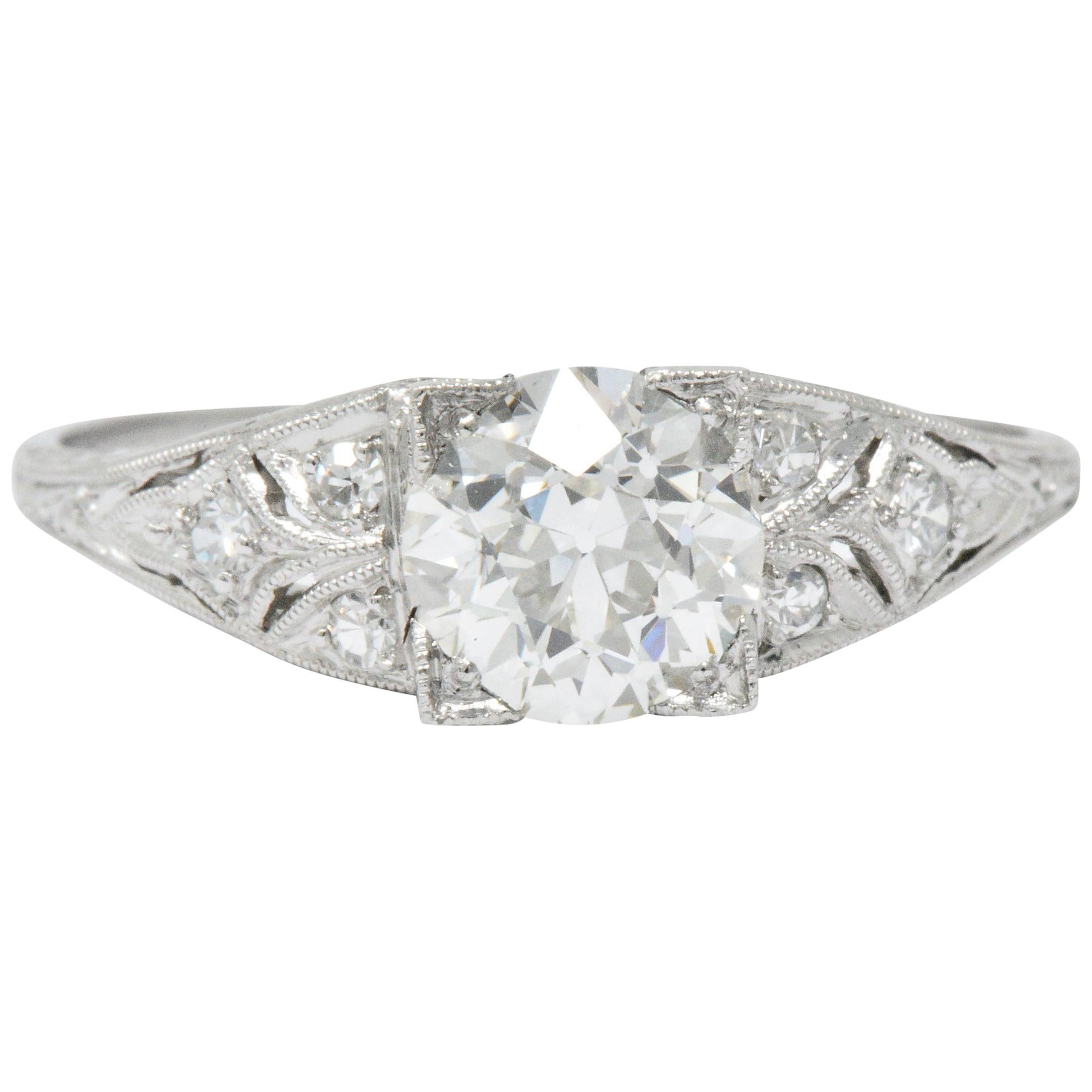 1930s 1.60 Carat Diamond Platinum Engagement Alternative Ring, GIA