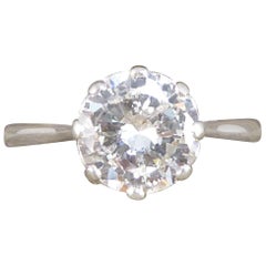 Antique 1930s 1.77ct Round Brilliant Cut Diamond Solitaire Engagement Ring in 18ct&Plat