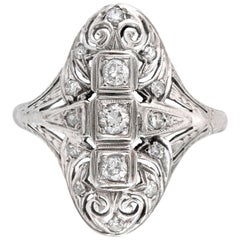 Art Deco 0.35 Carats Diamond Dinner Ring with Filigree