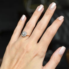1930's 18k Gold Transitional Cut Diamond Flower Ring