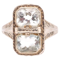 1930s 18K White Gold Art Deco Aquamarine Ring