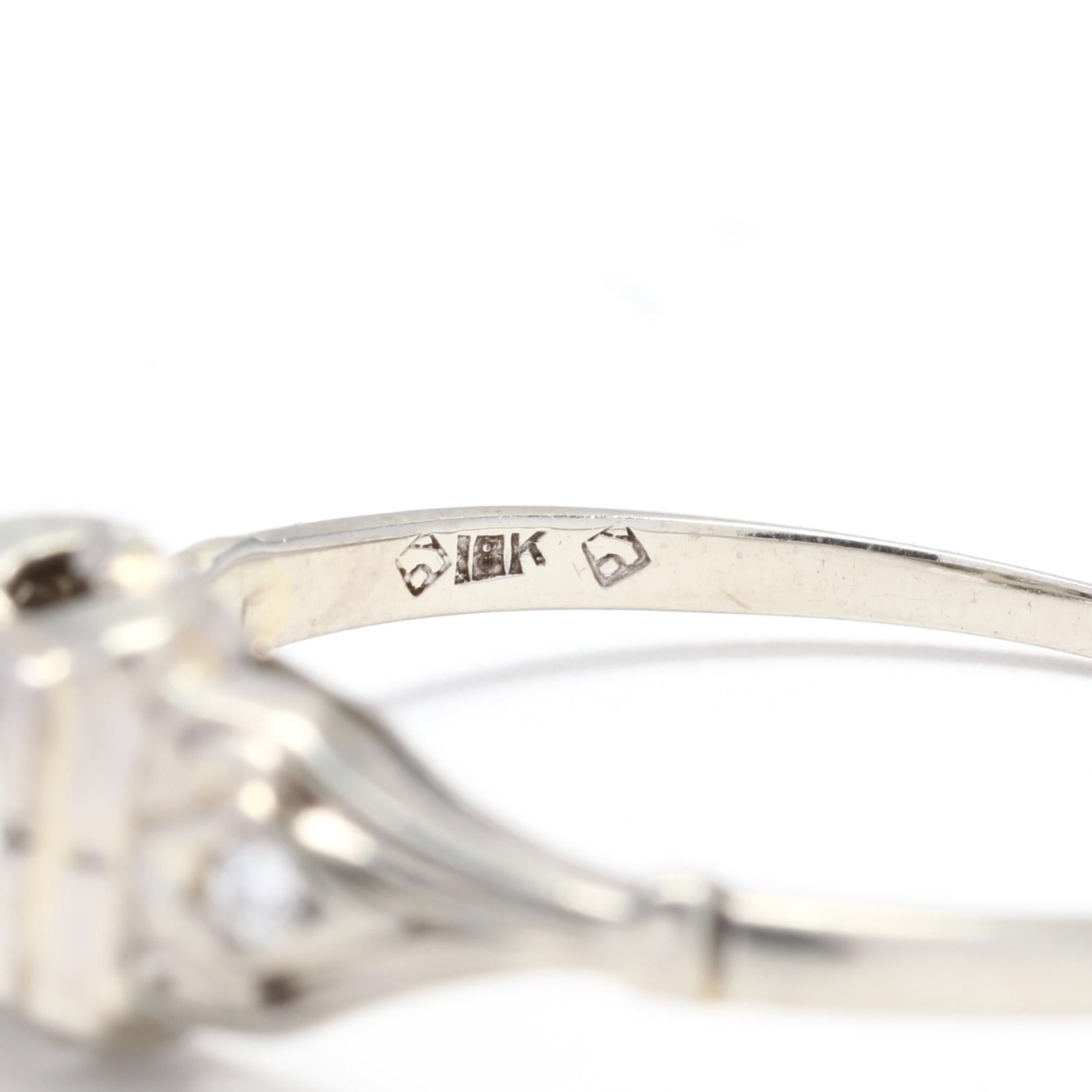 Women's or Men's 1930s 18 Karat White Gold Old European Cut Diamond Engagement Ring