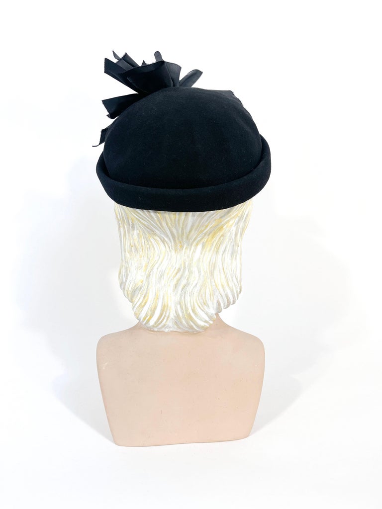 1930\'s Black Taffeta Hat 1930s Man in Black Homburg | Vintage 30s Black Fur Felt Mens  main image 4