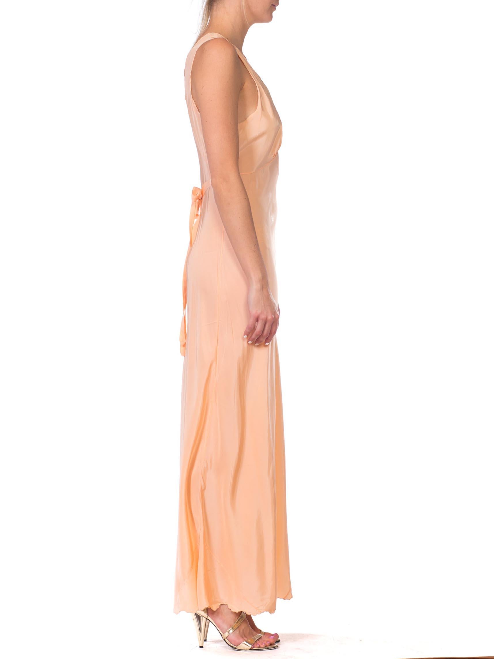 Orange 1940S Blush Pink Bias Cut Rayon Crepe De Chine Couture Hand Sewn Negligee