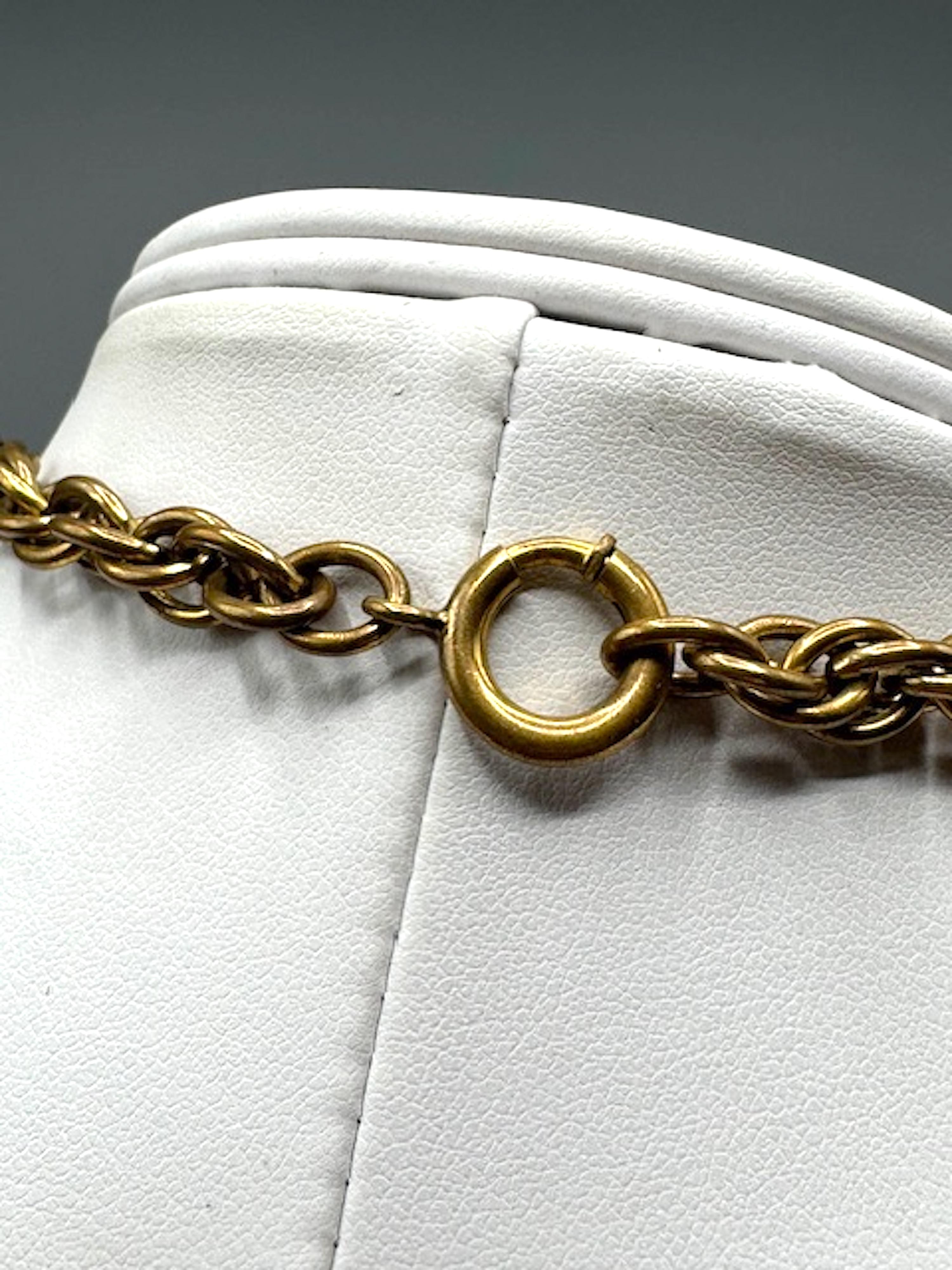 Collana a pettorina con perline in oro, verde e strass anni '30/'40 in vendita 5