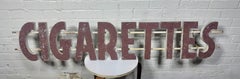 1930's / 1940's Hand Crafted "CIGARETTS" Raised Block Letter Sign. OLD DELI