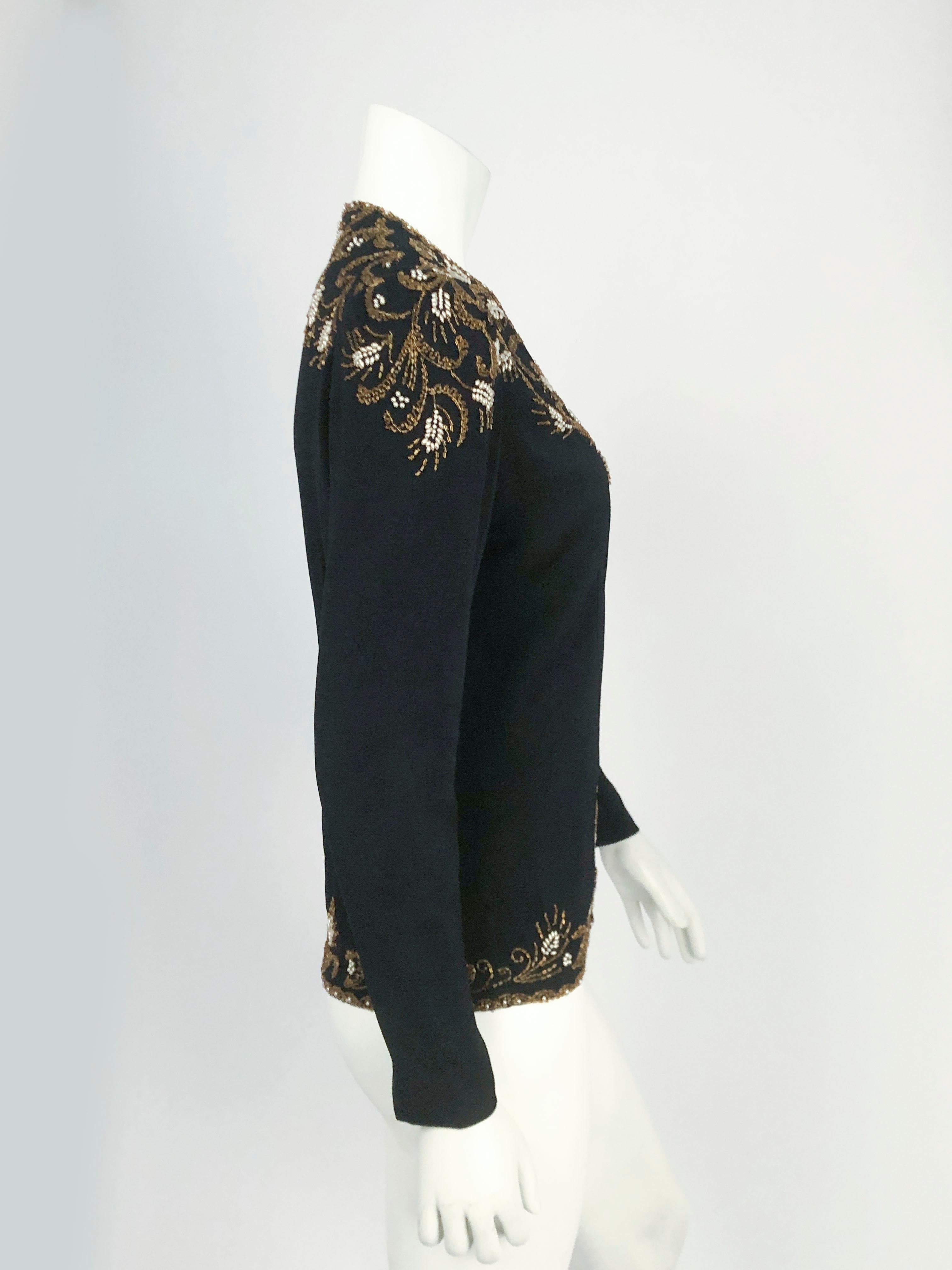 Veste de soirée en crêpe noir I. Magnin des années 1930/1940 Bon état - En vente à San Francisco, CA