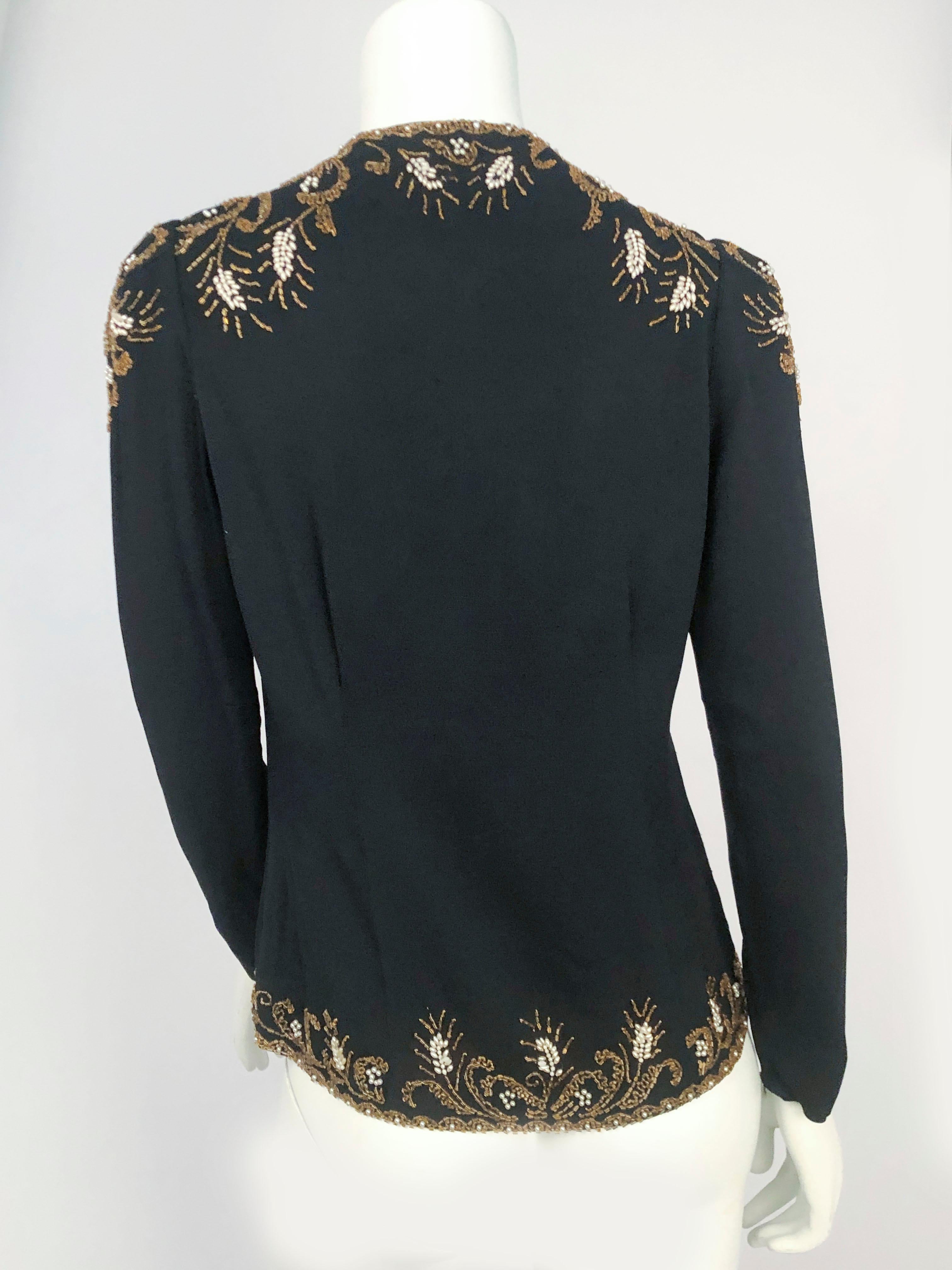 1930s/1940s I. Magnin Black Crepe Evening Jacket In Good Condition For Sale In San Francisco, CA