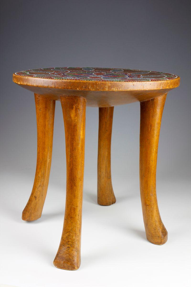 Tribal 1930's - 1940's Kamba Stool with Beaded Top  For Sale