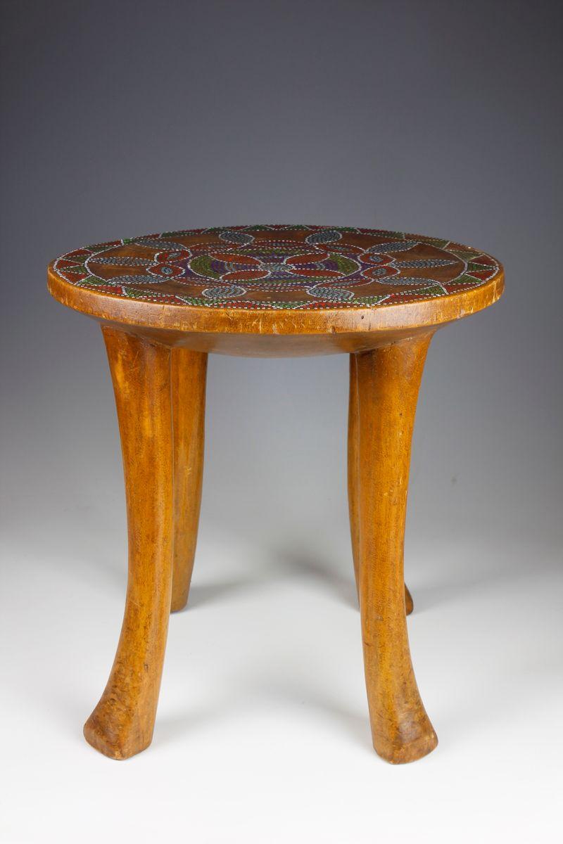 Kenyan 1930's - 1940's Kamba Stool with Beaded Top  For Sale