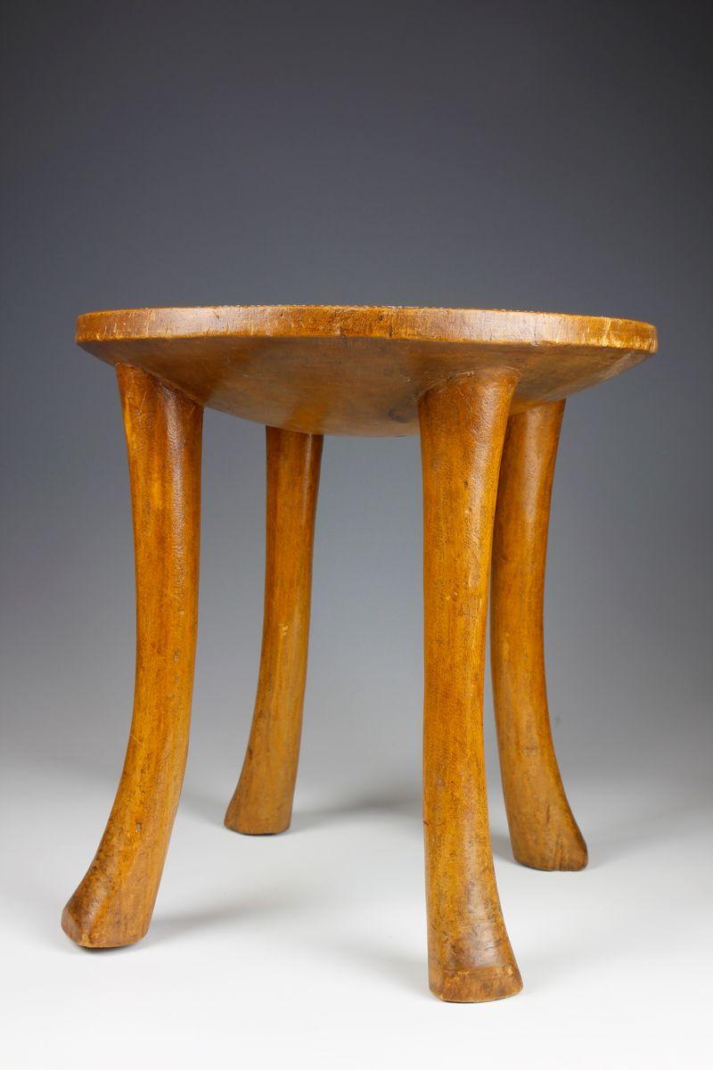 Carved 1930's - 1940's Kamba Stool with Beaded Top  For Sale