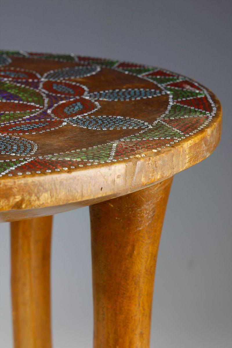 Wood 1930's - 1940's Kamba Stool with Beaded Top  For Sale