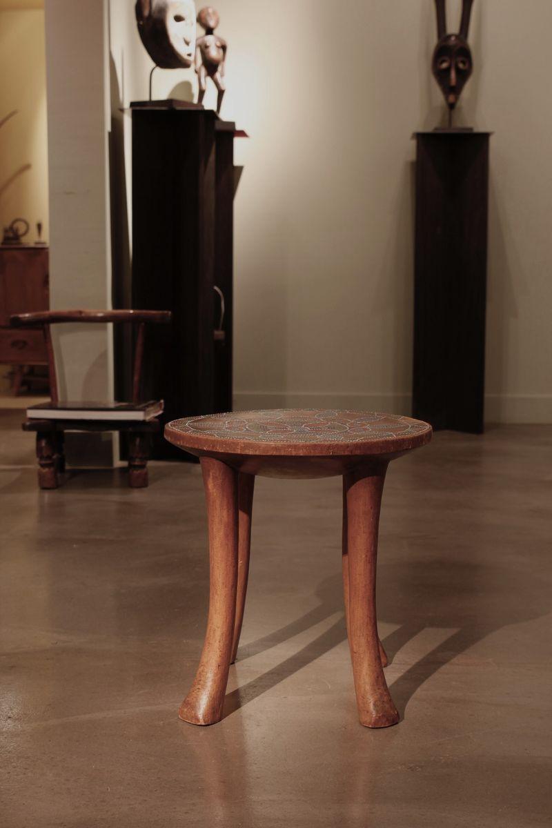 1930's - 1940's Kamba Stool with Beaded Top  For Sale 1