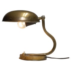 Vintage 1930s 1940s Table / Desk Lamp with Adjustable Shade in Brass by ASEA