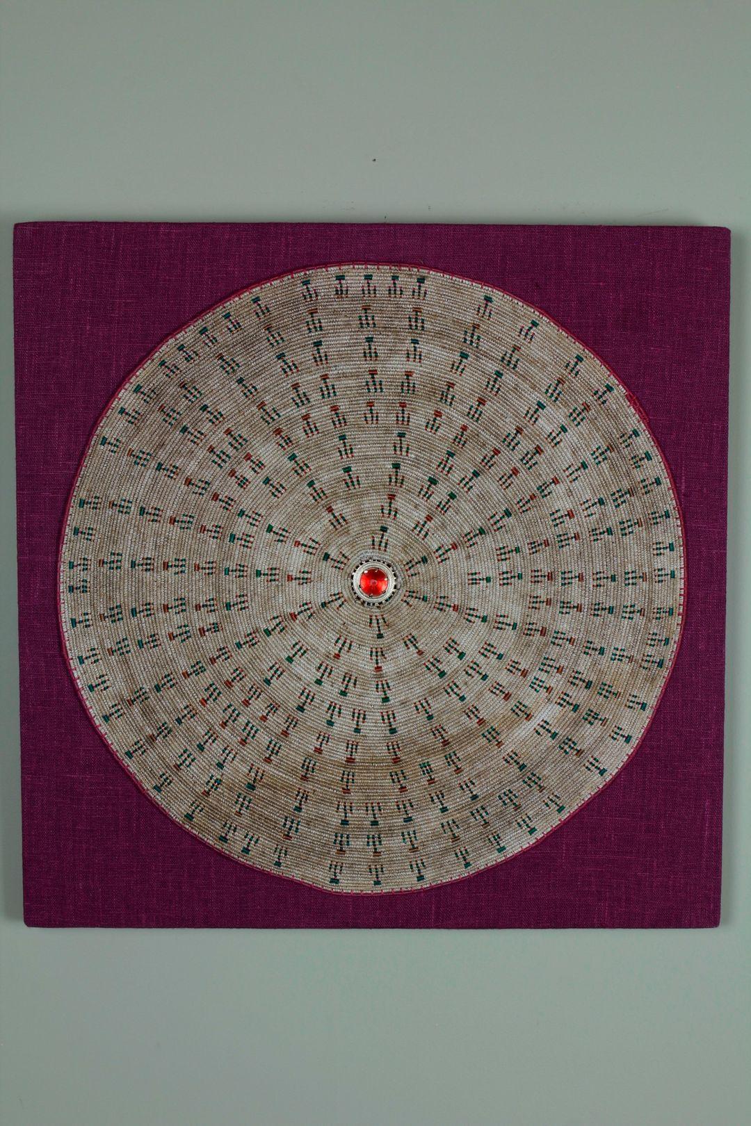 Beautifully decorated covers such as this were traditionally placed over large earthen vessels of local brew, with the intricacy of their designs reflecting the significance of the valued contents inside. Tightly woven from raffia fibre using the