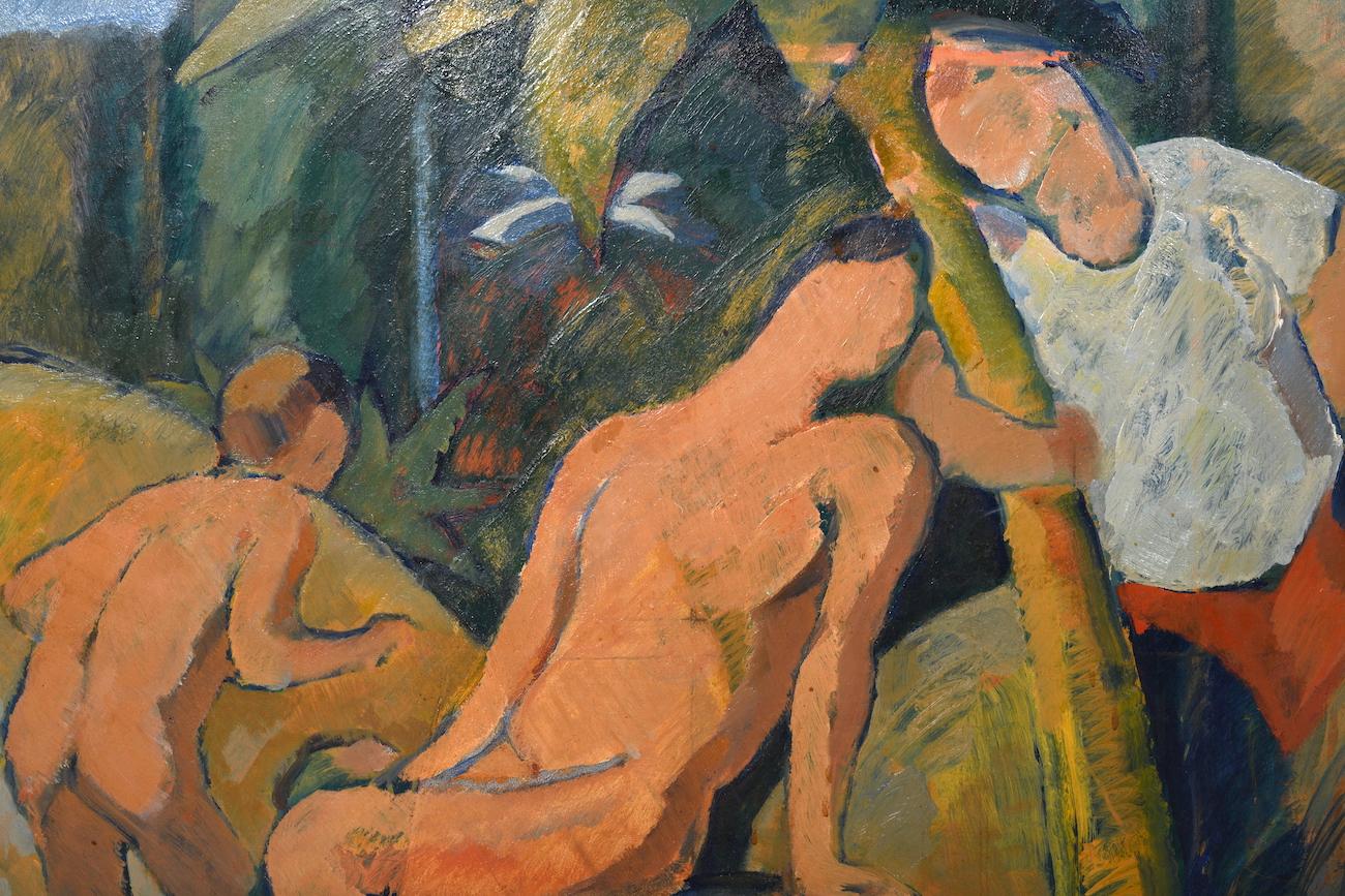 Expressionist 1930s-1950s Oilpainting Nude Scene Modern Art For Sale