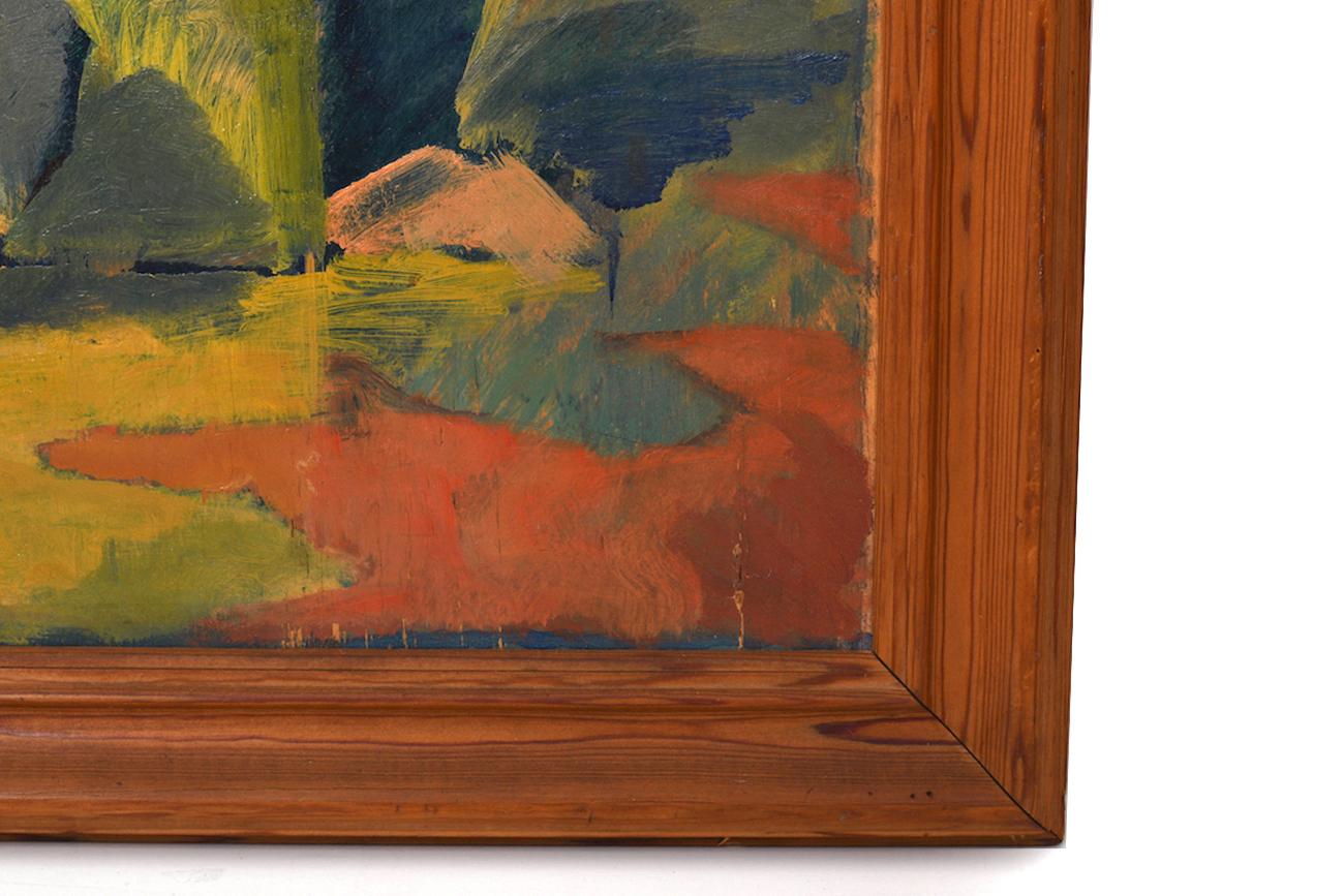 Metà XX secolo Dipinto a olio anni '30-'50 Scena di nudo Arte moderna in vendita