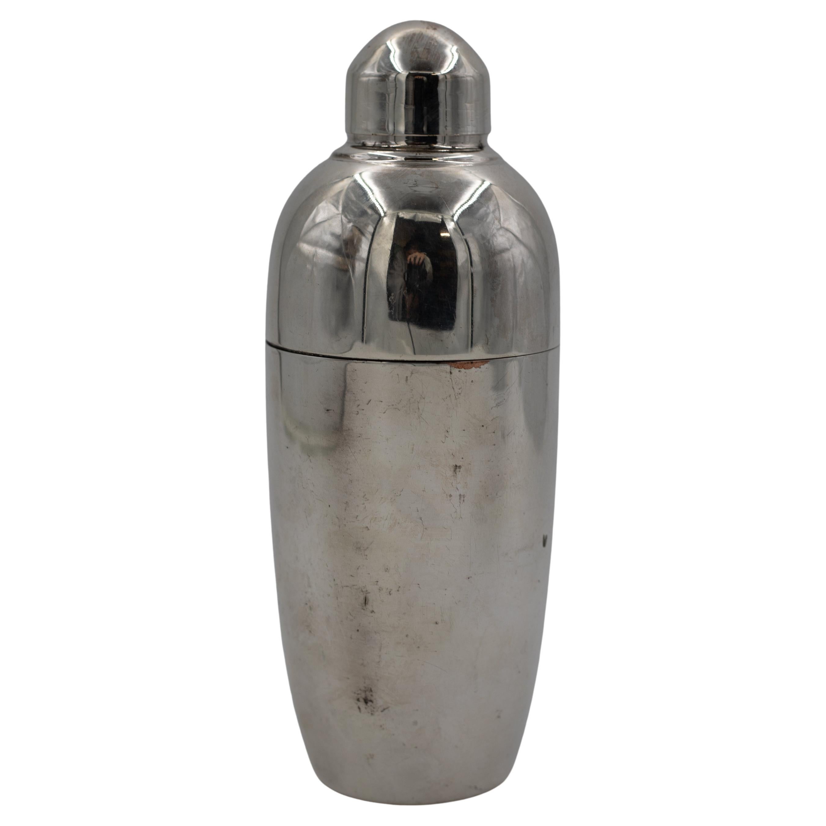 1930s–1950s Silver-Plated Cocktail Shaker – Streamlined Art Deco Form