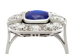 1930s 2.62 Carat Sapphire and 2.85 Carat Diamond White Gold Cluster Ring