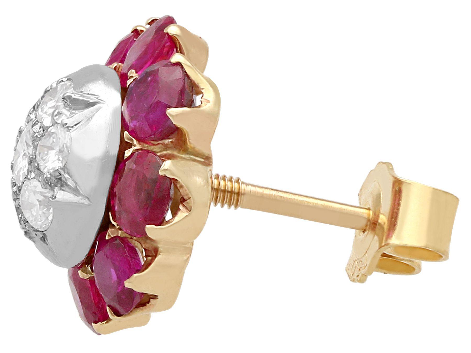 1930s 2.91Ct Ruby and Diamond Yellow Gold and Silver Set Brooch / Earring Set 2