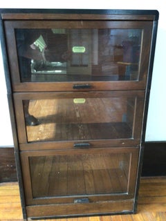 1930s 3-Tier Stacking Barrister Bookcase with Glass-Front Lift-Up Doors