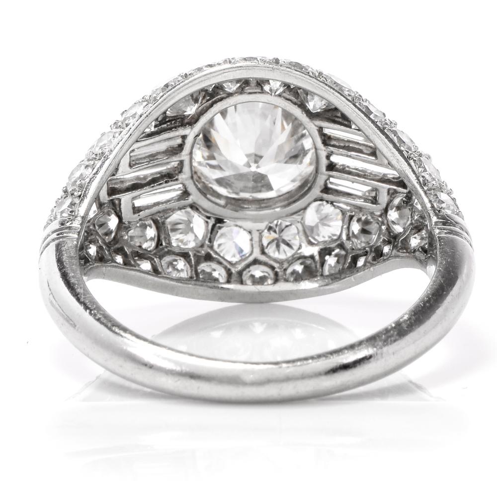 1930s 3.35 Carat Diamond Platinum Engagement Ring 1
