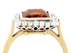 1930s 3.61 Carat Citrine and 1.20 Carat Diamond Yellow Gold Cocktail Ring