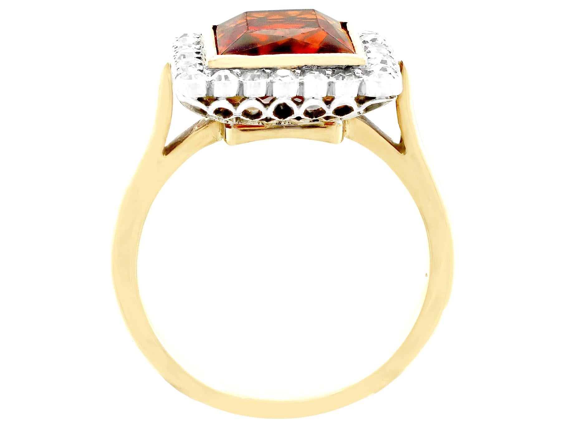 Women's or Men's 1930s 3.61 Carat Citrine and 1.20 Carat Diamond Yellow Gold Cocktail Ring For Sale