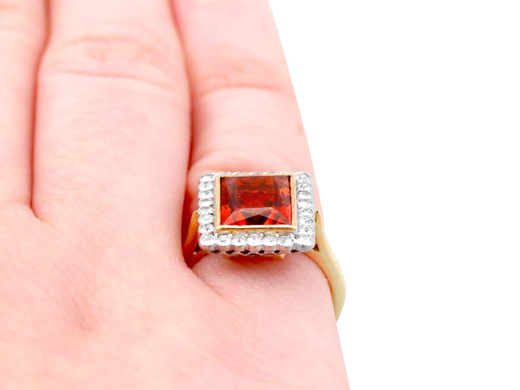 1930s 3.61 Carat Citrine and 1.20 Carat Diamond Yellow Gold Cocktail Ring For Sale 4