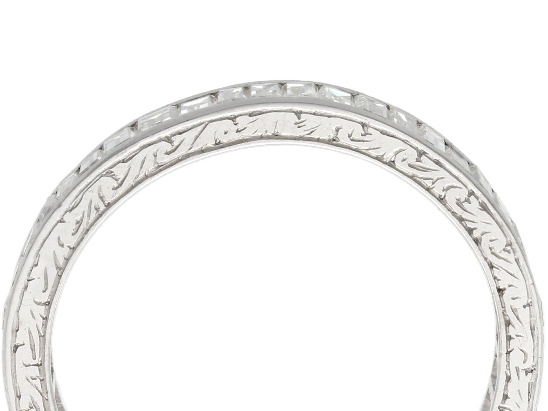 A stunning, fine and impressive antique 1930's 3.80 carat diamond and platinum full eternity ring; part of our diverse baguetter cut diamond jewellery and estate jewelry collections.

This stunning antique eternity ring has been crafted in