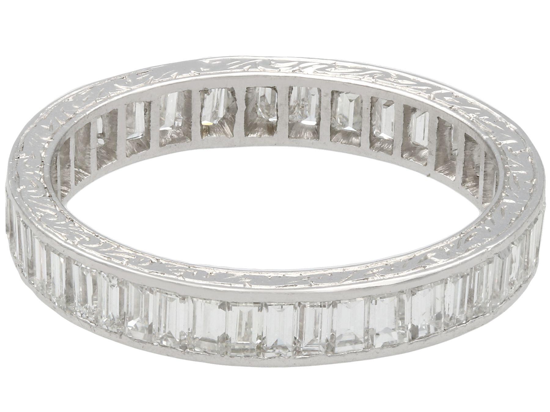 Baguette Cut 1930s 3.80 Carat Diamond and Platinum Eternity Ring