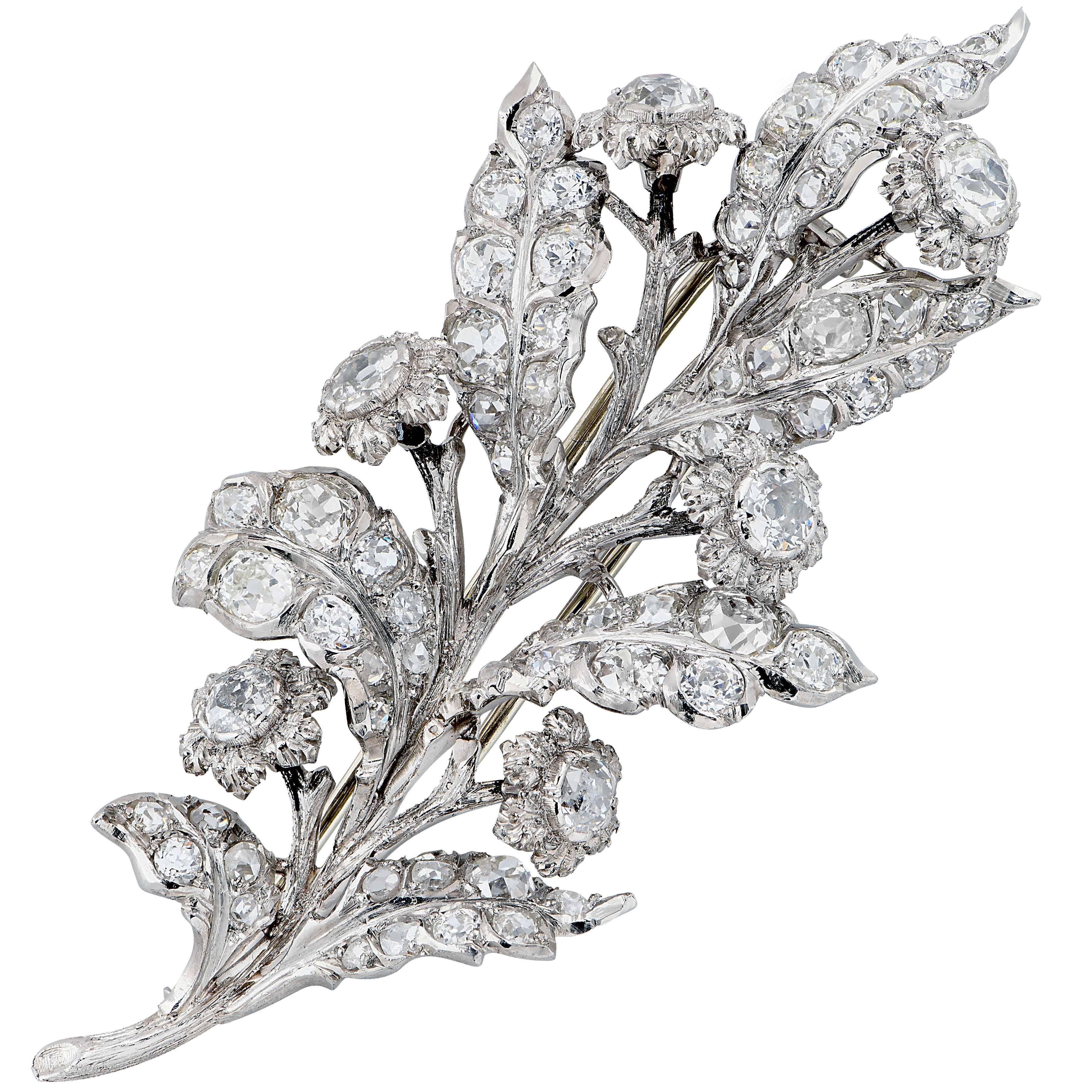 Old European Cut 1930s Buccellati Diamond Platinum Brooch For Sale