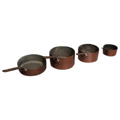 Vintage 1930s 4-Piece French Copper Pan Set