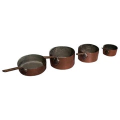 1930s 4-Piece French Copper Pan Set